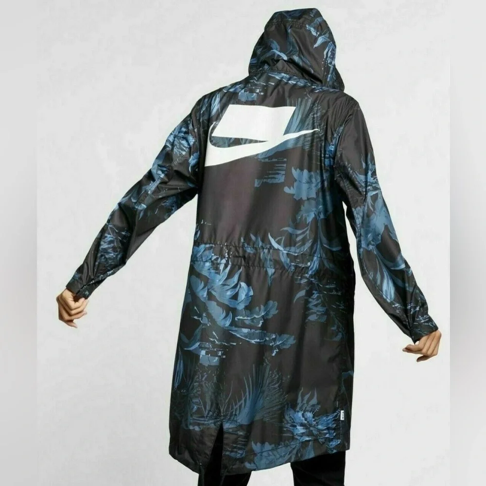 NWT NIKE SPORTSWEAR NSW FLORAL PRINTED BLUE PARKA AR1598-010 - Size Small